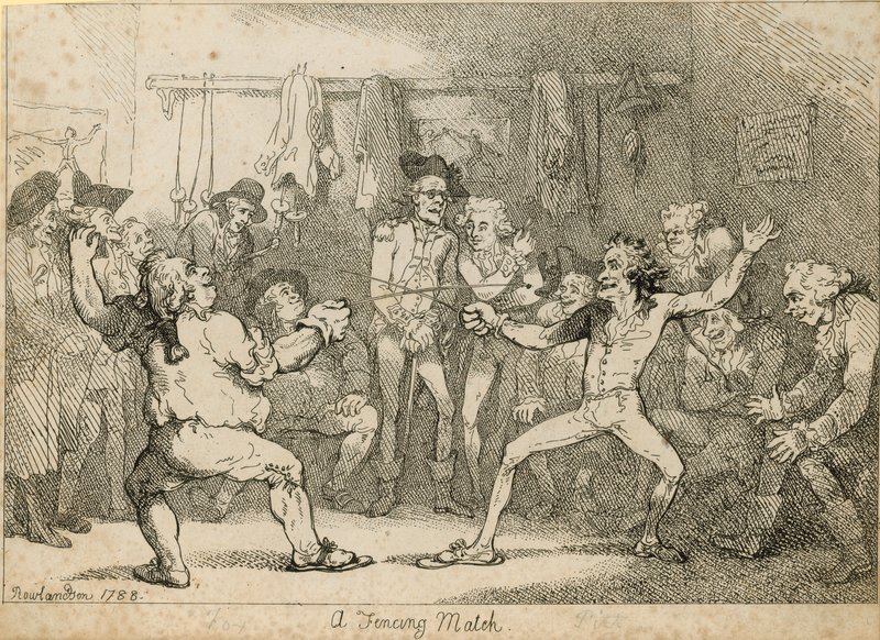 Un incontro di scherma da Thomas Rowlandson