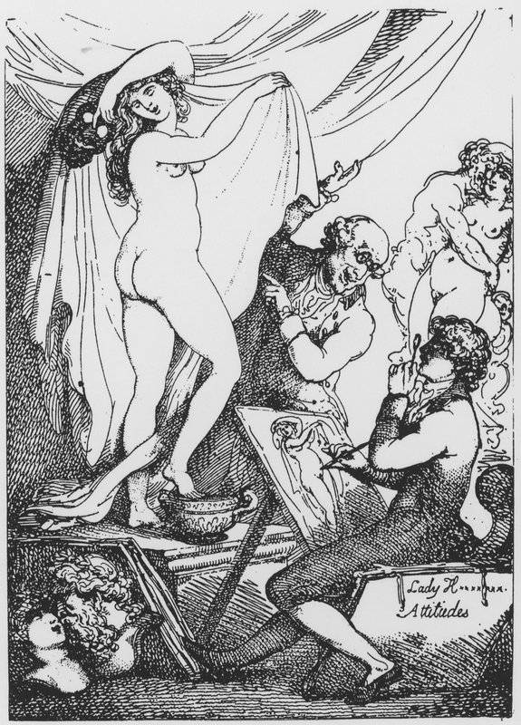 La futura Lady Hamilton posa come Igea, dea della salute, al Tempio di Esculapio del Dr. James Graham da Thomas Rowlandson
