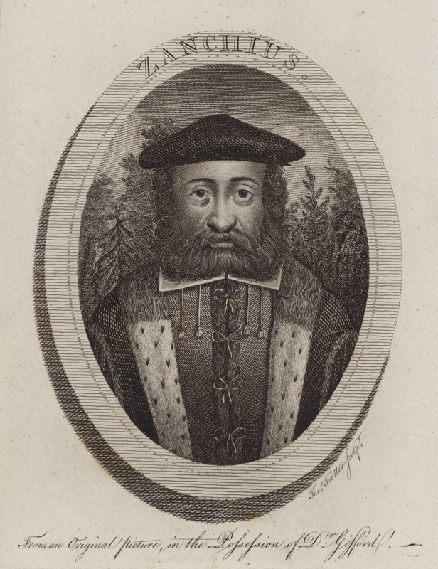 Girolamo Zanchi, clero della Riforma protestante italiana (incisione) da Thomas Trotter