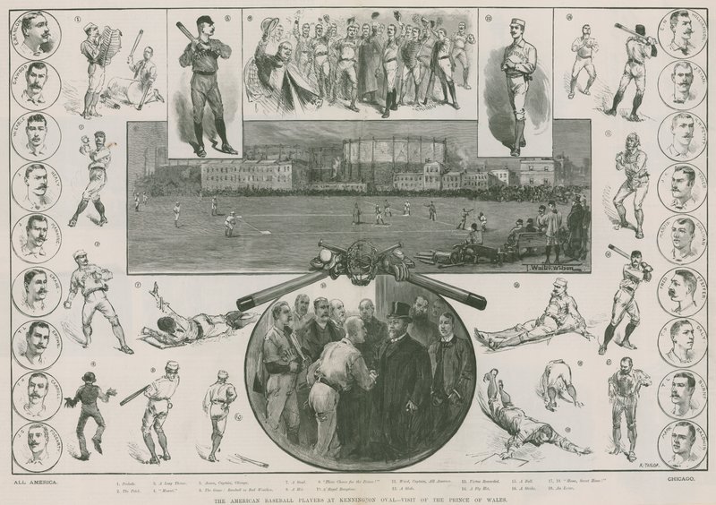 I giocatori di baseball americani a Kennington Oval - visita del Principe di Galles (incisione) da Thomas Walter Wilson