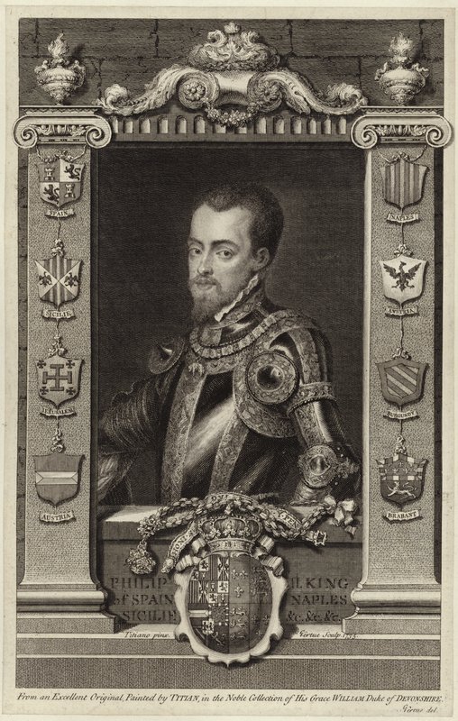 Ritratto di re Filippo II di Spagna da Tiziano Vecelli