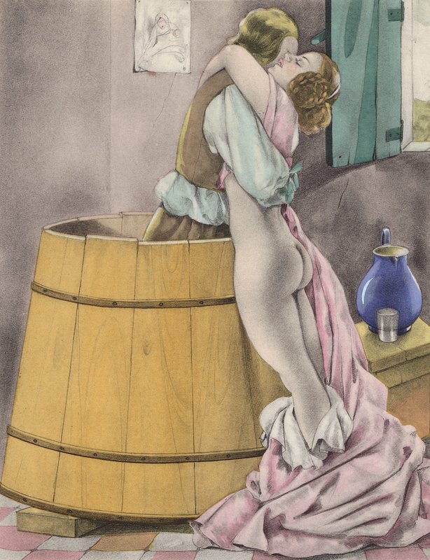 Illustrazione brunelleschiana per i Contes et Nouvelles de La Fontaine (litografia a colori) da Umberto (after) Brunelleschi