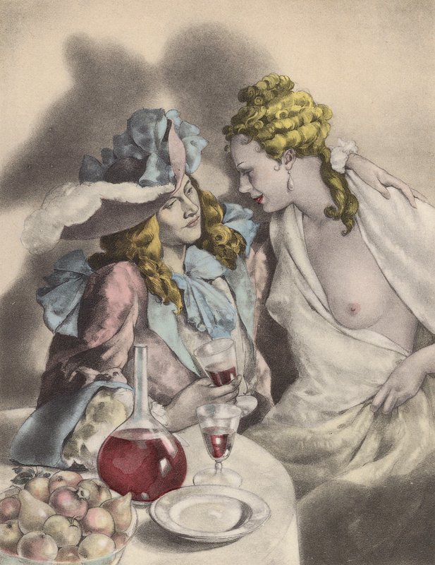 Illustrazione brunelleschiana per i Contes et Nouvelles de La Fontaine (litografia a colori) da Umberto (after) Brunelleschi