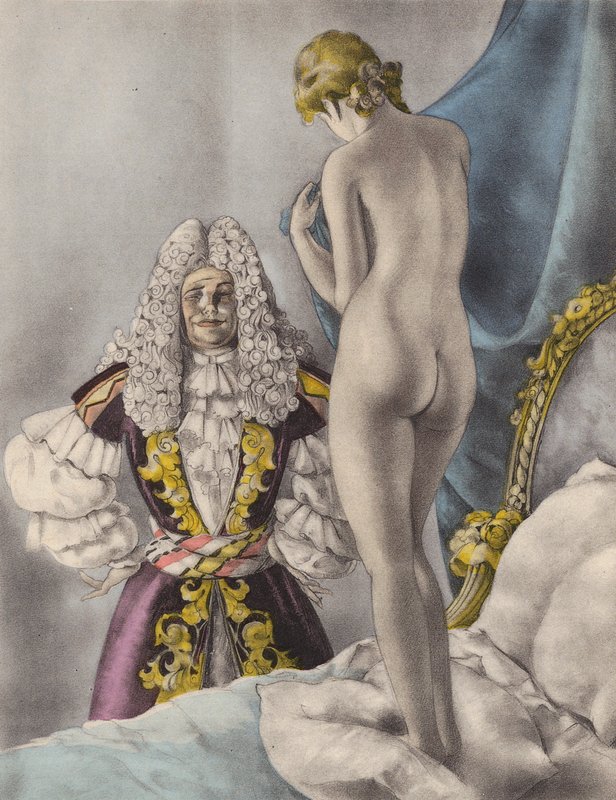 Illustrazione brunelleschiana per i Contes et Nouvelles de La Fontaine (litografia a colori) da Umberto (after) Brunelleschi