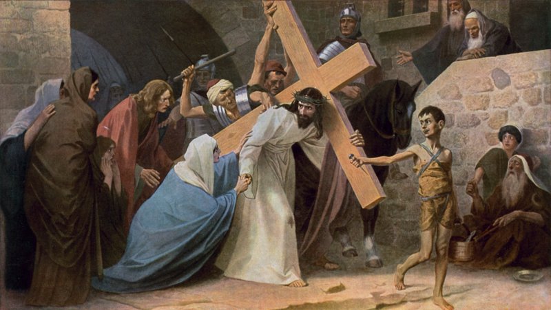 Gesù incontra sua madre, Maria, mentre porta la croce da Unbekannt Unbekannt