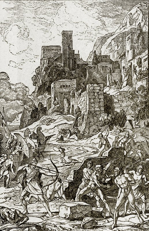 Vichinghi che attaccano i Celti, illustrazione da La storia dell