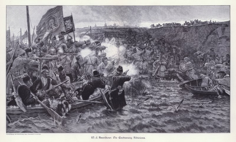 La conquista della Siberia da parte di Yermak Timofeyevich da Vasilij Ivanovic Surikov