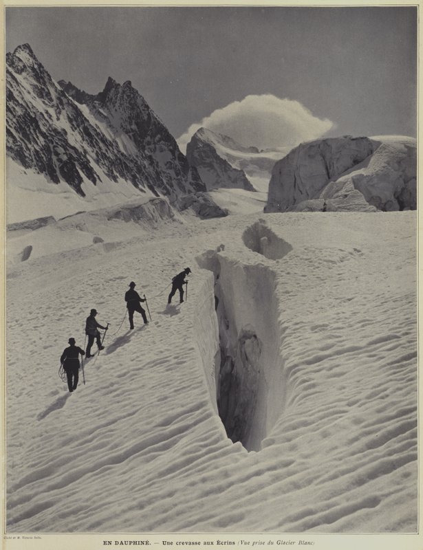 Una crepa sul Glacier Blanc nella regione del Delfinato delle Alpi francesi da Vittorio Sella