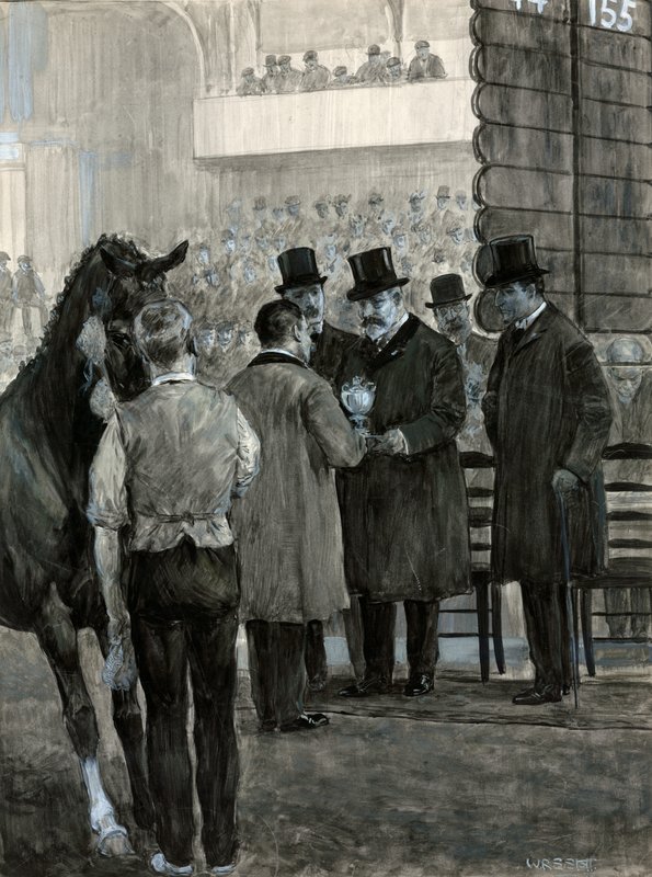 Re Edoardo VII al Hackney Horse Show presenta la coppa da W.R.S. Stott