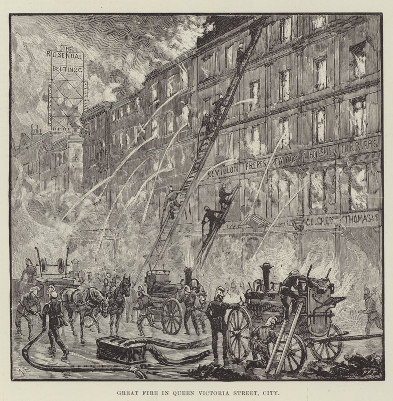Grande incendio in Queen Victoria Street, City da Walter Paget