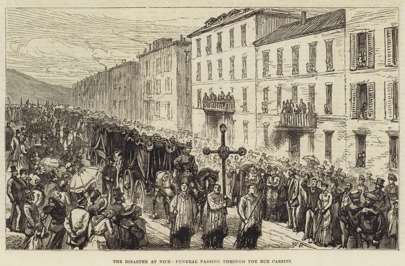 Il disastro di Nizza, funerale che attraversa la Rue Cassini da Walter Paget