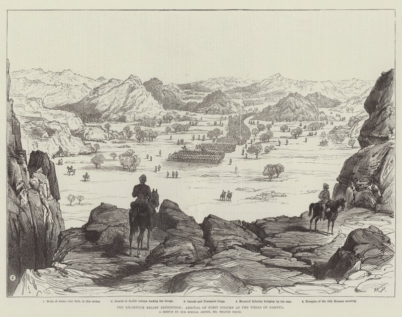 La spedizione di soccorso di Khartoum, arrivo della prima colonna ai pozzi di Gakdul da Walter Paget