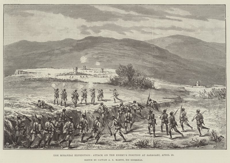 La spedizione di Miranzai, attacco alla posizione nemica a Saragari, 20 aprile da Walter Paget