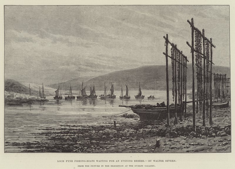 Barche da pesca di Loch Fyne in attesa di una brezza serale da Walter Severn