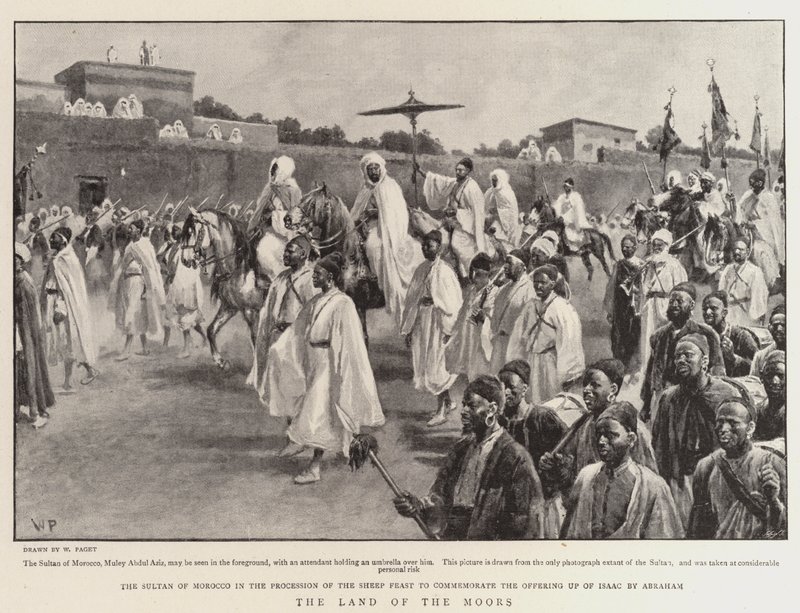 La terra dei Mori, il sultano del Marocco nella processione della festa della pecora per commemorare l