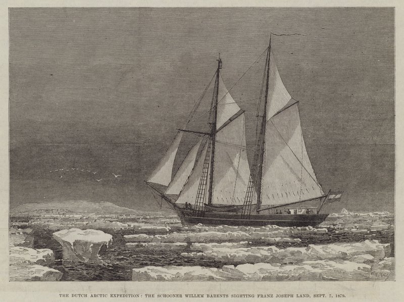 La spedizione artica olandese, la goletta Willem Barents avvista la Terra di Francesco Giuseppe, 7 settembre 1879 da Walter William May