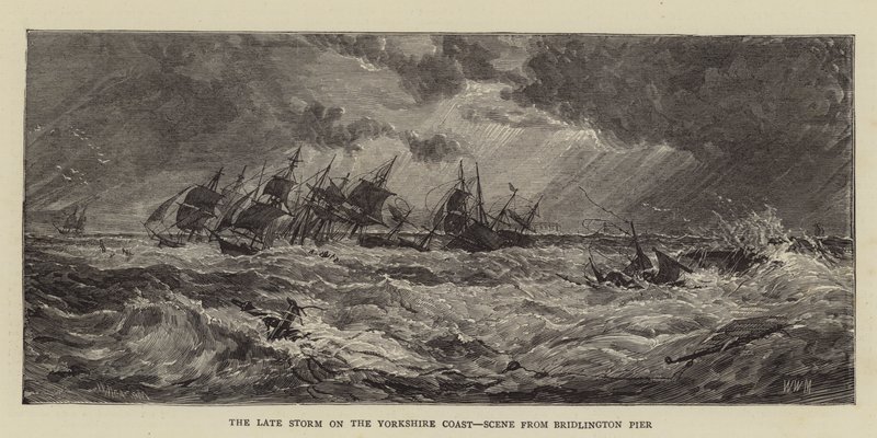 La recente tempesta sulla costa dello Yorkshire, scena dal molo di Bridlington da Walter William May