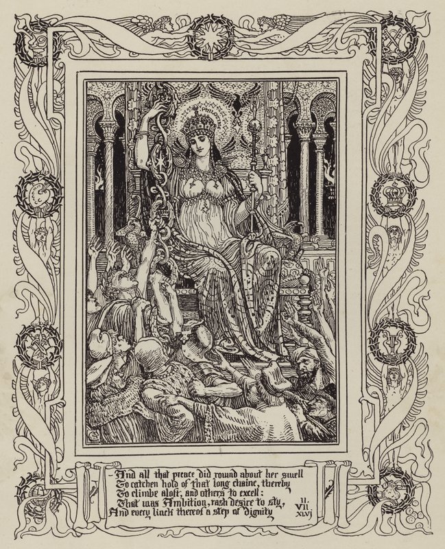 Pagina dalla nuova edizione illustrata della Faerie Queene di Spenser da Walter (after) Crane
