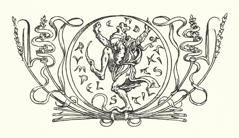 Rumpelstiltskin (incisione) da Walter (after) Crane