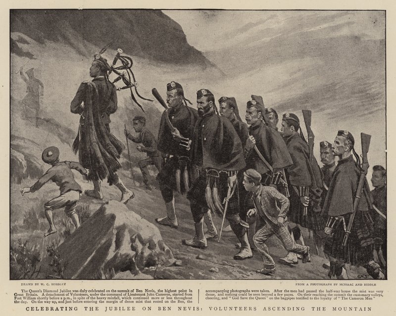 Celebrazione del Giubileo sul Ben Nevis, volontari che salgono la montagna da Walter Charles Horsley