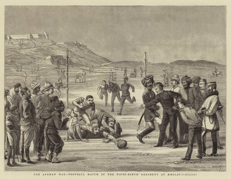 La guerra afgana, partita di calcio del Cinquantanovesimo Reggimento a Khelat-i-Gilzai da Walter Charles Horsley