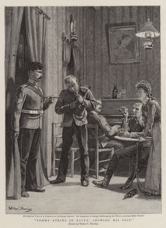 Tommy Atkins in Egitto, mostrando il suo pass da Walter Charles Horsley