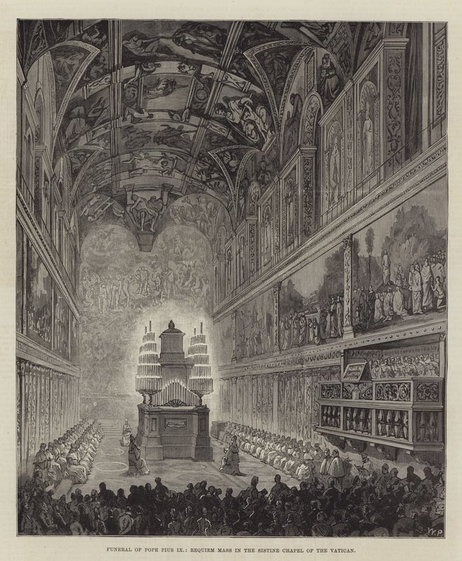 Funerale di Papa Pio IX, Messa di Requiem nella Cappella Sistina del Vaticano da Walter Paget