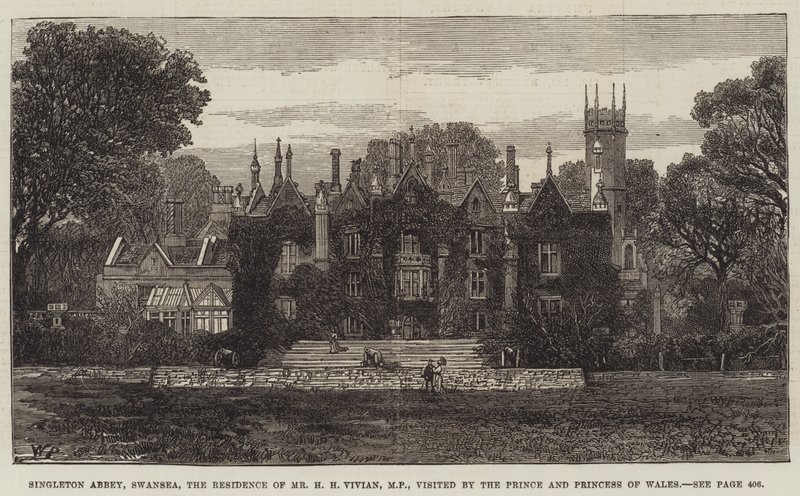 Singleton Abbey, Swansea, la Residenza di Mr H H Vivian, MP, visitata dal Principe e dalla Principessa del Galles da Walter Paget