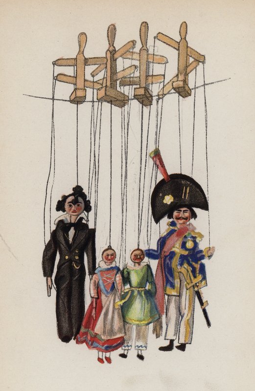 Vecchio giocattolo dipinto da Walter Trier (litografia a colori) da Walter Trier