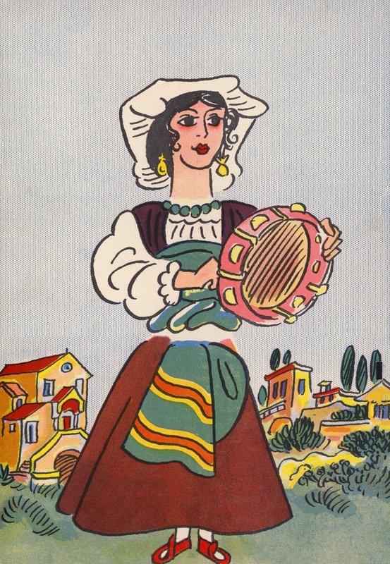 I costumi pazzi di Walter Trier: Italia (litografia a colori) da Walter Trier