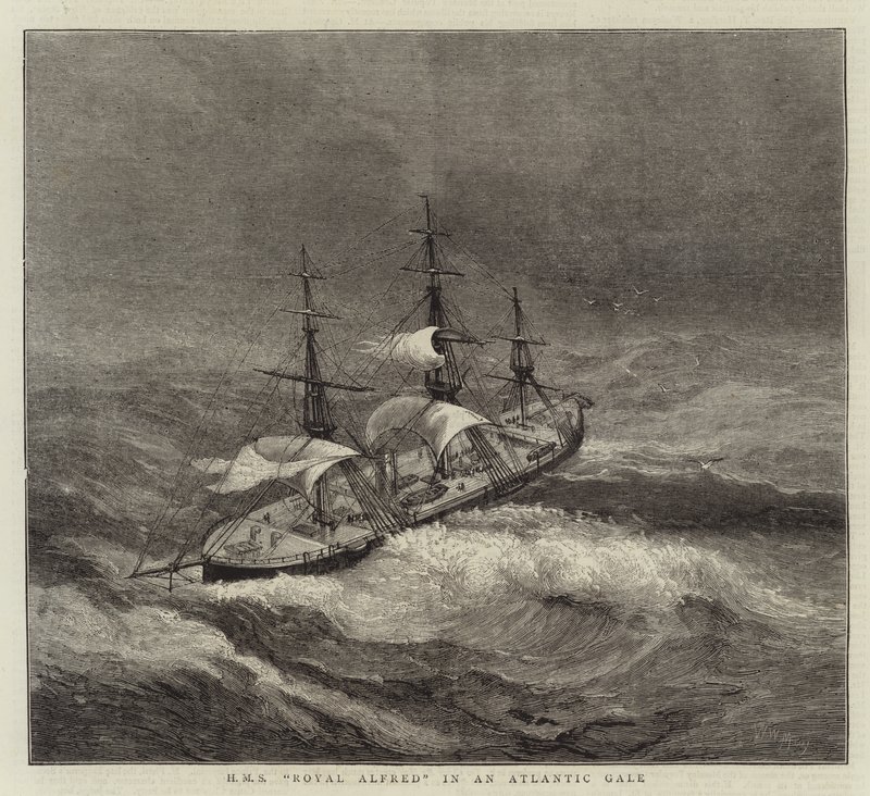 HMS Royal Alfred in una tempesta atlantica da Walter William May
