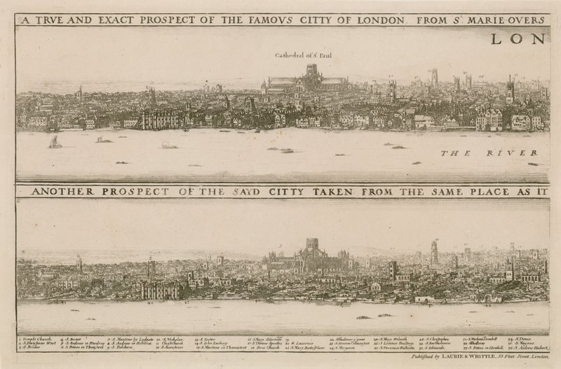 Londra, prima e dopo il grande incendio da Wenceslaus Hollar