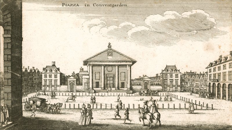 Piazza, Covent Garden, Londra (incisione) da Wenceslaus Hollar