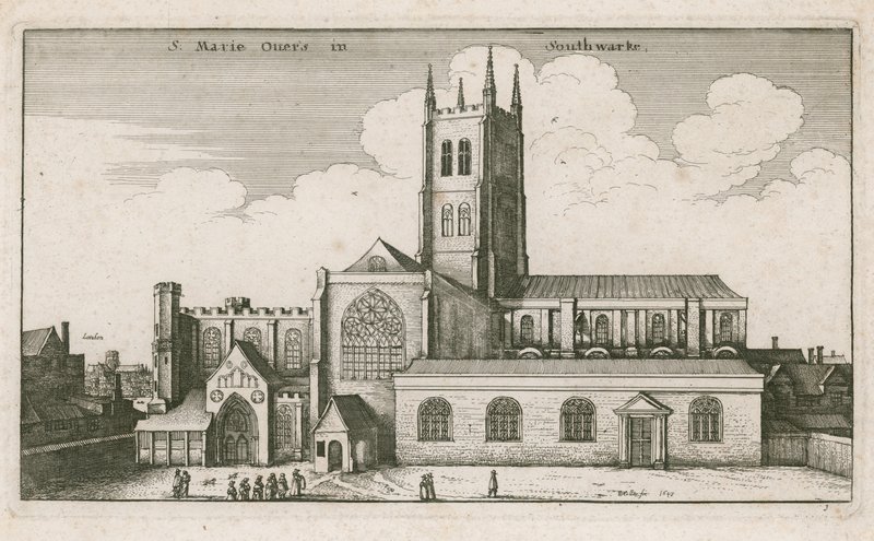 St Mary Overies, Southwark, Londra; disegno datato 1647 da Wenceslaus Hollar