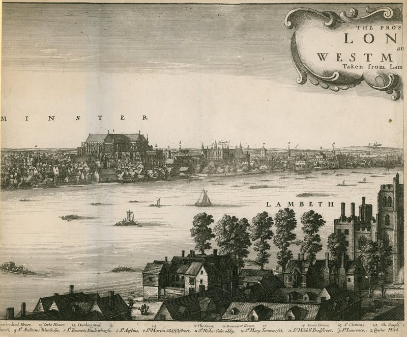 La prospettiva di Londra e Westminster vista da Lambeth da Wenceslaus Hollar