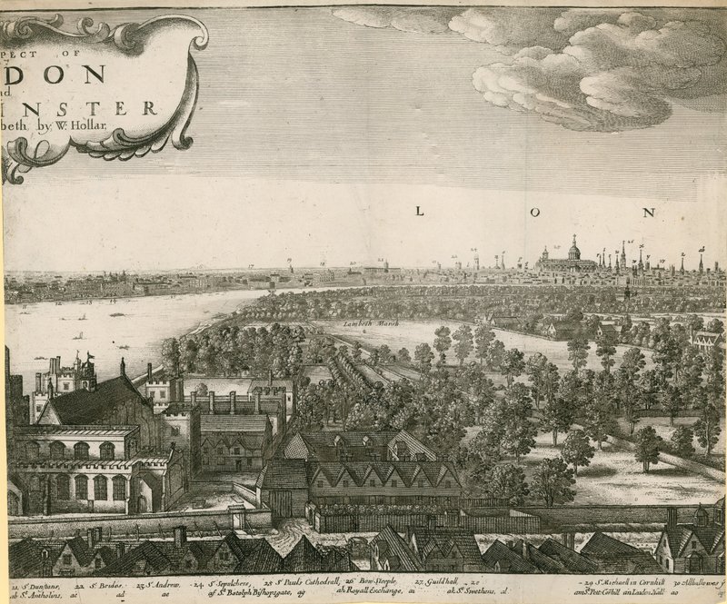 La prospettiva di Londra e Westminster presa da Lambeth da Wenceslaus Hollar