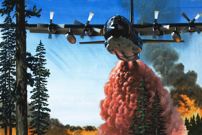 Bombardare un incendio boschivo da Wilf (20th century) Hardy