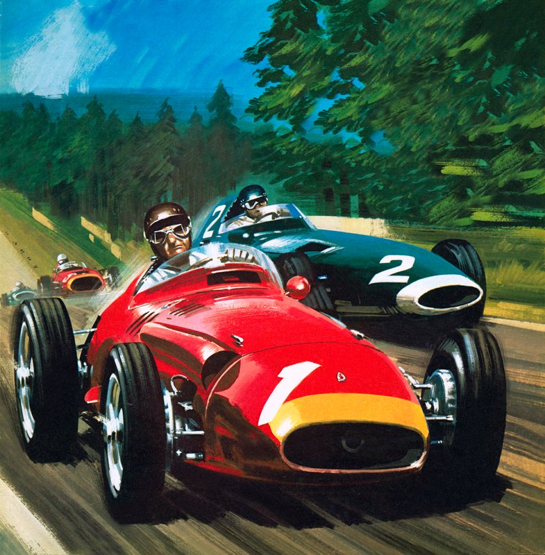 Juan Manuel Fangio (litografia) da Wilf (20th century) Hardy