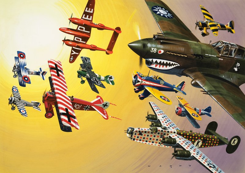 Montaggio di aerei con marcature colorate da Wilf (20th century) Hardy