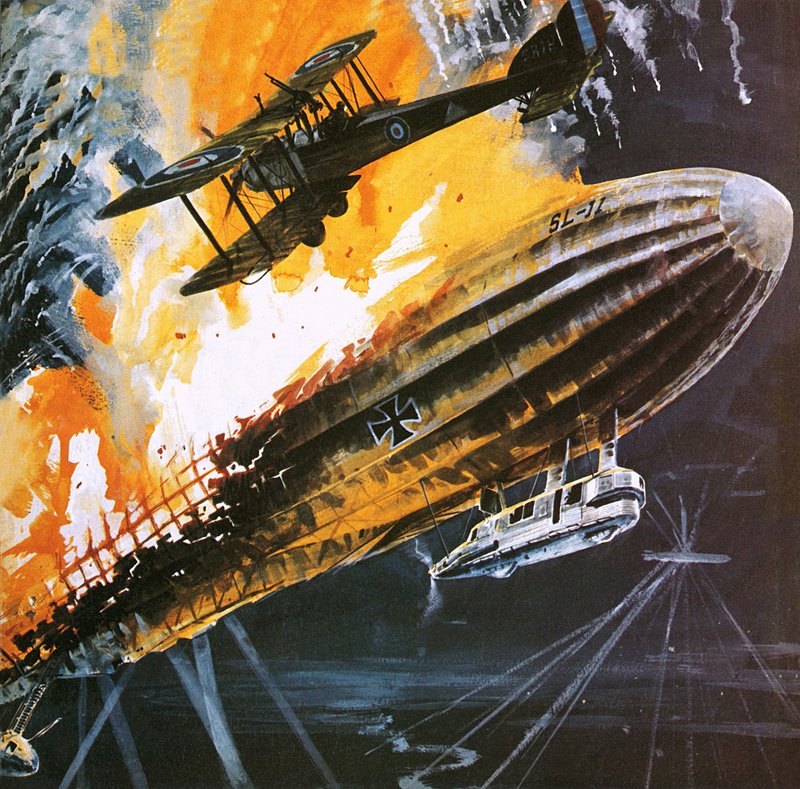 Abbattere uno Zeppelin durante la Prima Guerra Mondiale da Wilf (20th century) Hardy