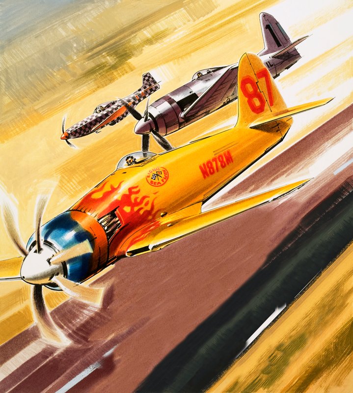 Tre piloti "hot rod" da competizioni acrobatiche da Wilf (20th century) Hardy
