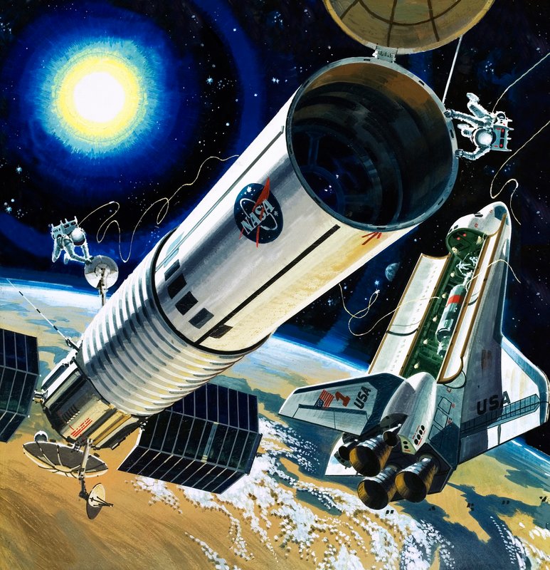Scena di navetta spaziale non identificata da Wilf (20th century) Hardy