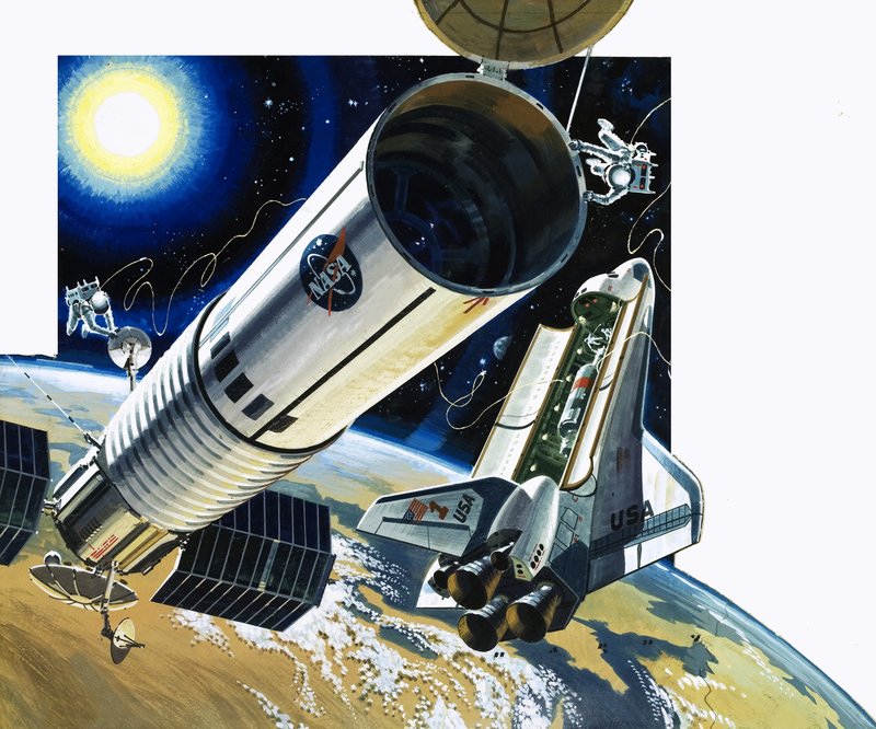 Scena di navetta spaziale non identificata da Wilf (20th century) Hardy