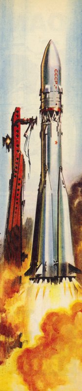 Vostok 6 al decollo (litografia a colori) da Wilf (20th century) Hardy