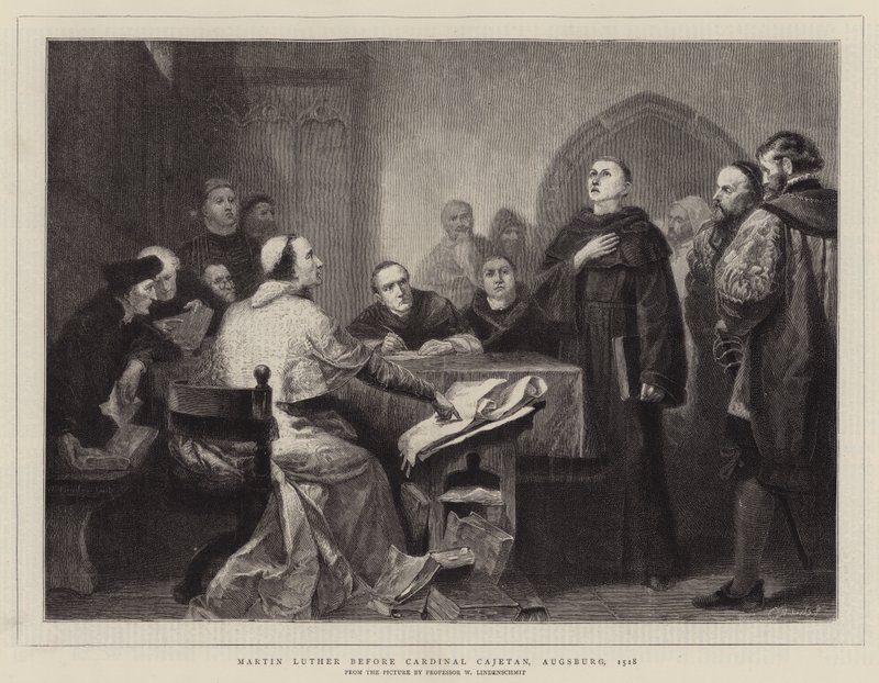 Martin Lutero davanti al cardinale Cajetan, Augusta, 1518 da Wilhelm von, II Lindenschmit