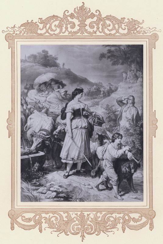 Dorothea e gli emigranti, Hermann e Dorothea (litografia) da Wilhelm von (after) Kaulbach