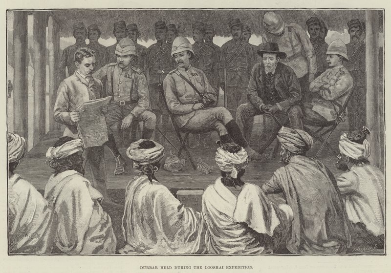 Durbar tenuto durante la spedizione Looshai da William Barnes Wollen