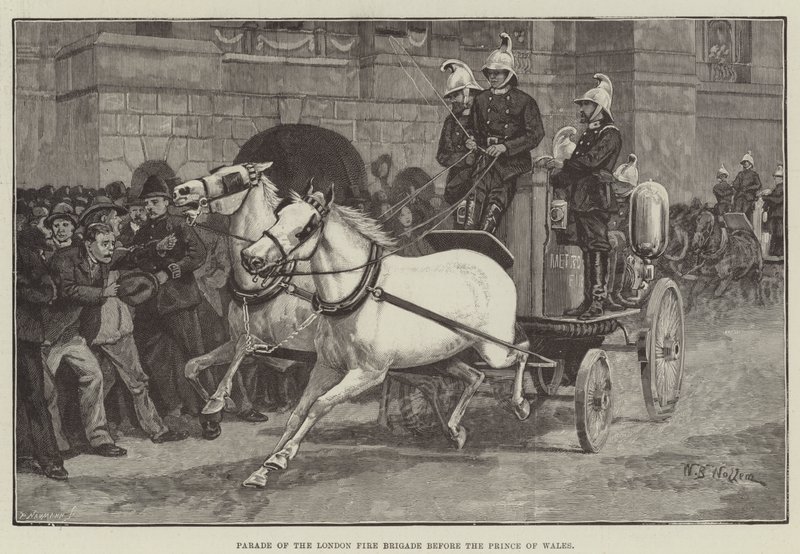 Parata della Brigata dei Vigili del Fuoco di Londra davanti al Principe di Galles da William Barnes Wollen