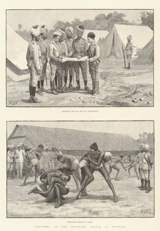 Schizzi della polizia militare della Birmania da William Barnes Wollen
