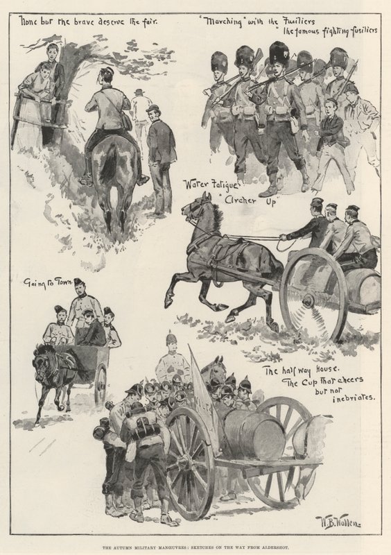 Le manovre militari autunnali, schizzi sulla strada da Aldershot da William Barnes Wollen